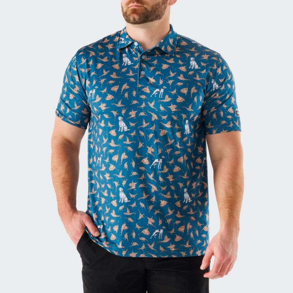Waggle Men's Bird Dog Polo T-Shirt - Teal Green L
